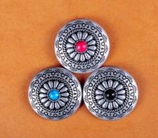 3X Turquoise Bohemian Flower Silver Western Leathercraft Saddles Conchos Set