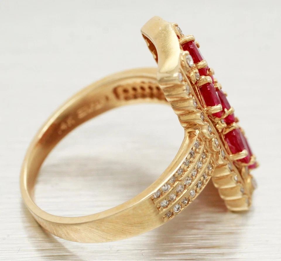 EFFY Ruby and Diamond Cocktail Ring - Rectangle 14k Yellow Gold Setting - Size 9 - Image 3 of 4