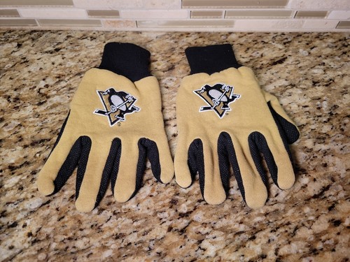 PITTSBURGH PENGUINS GARDENING GLOVES ADULT NHL HOCKEY YELLOW BLACK - Picture 7 of 9