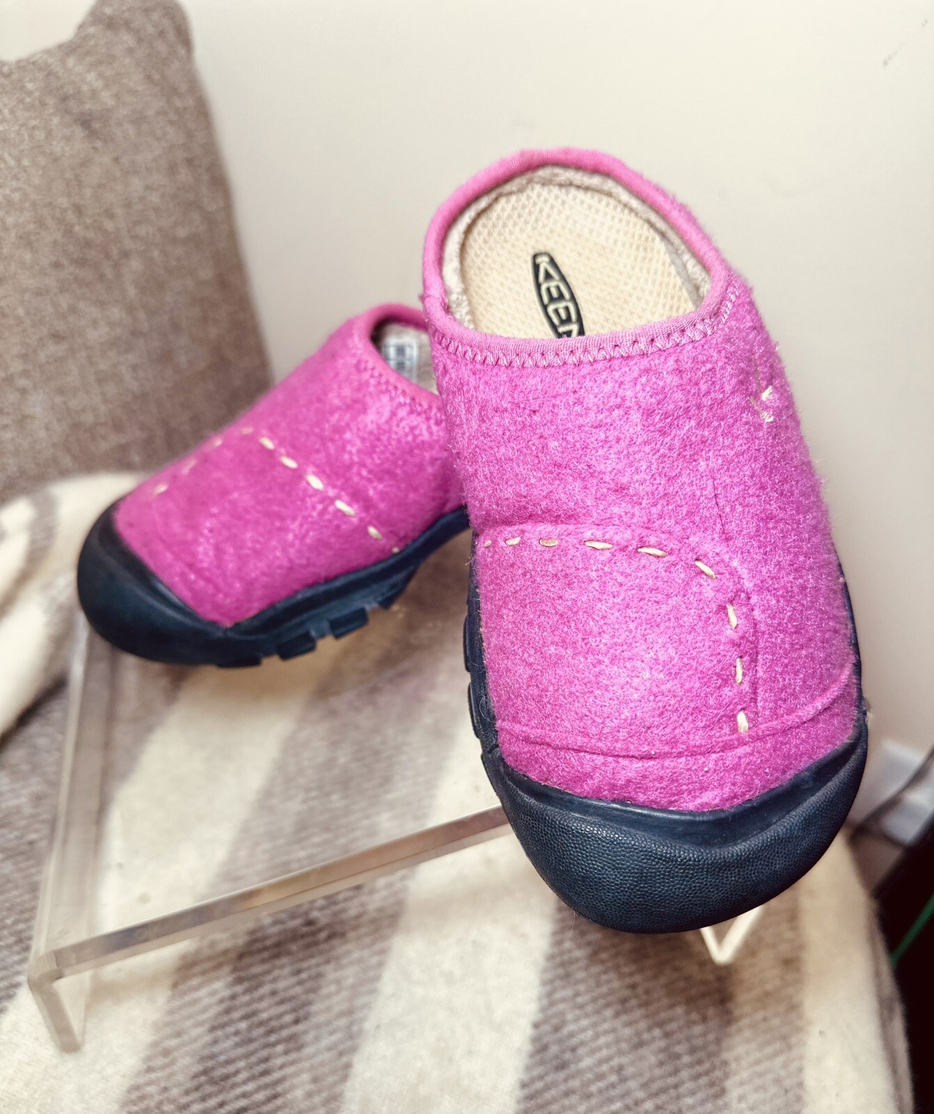 Zoccoli KEEN Timberline in feltro di lana Moc Mule scarpe da trekking slip on rosa ragazze 1