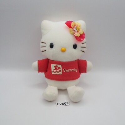 Hello Kitty C2609 Sanrio Eikoh 2003 Swimming Red Plush 6'' Toy Doll Japan