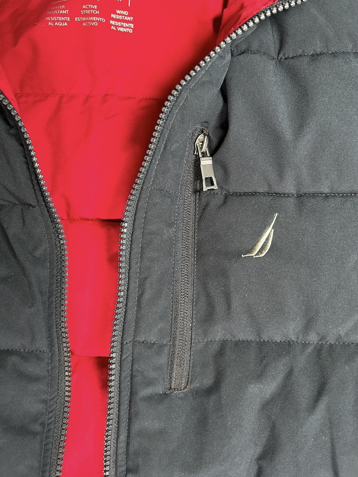 NAUTICA Quilted Puffer Jacket Navy Blue Full Zip Coat… Gem