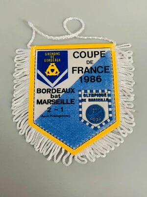 OM Marseille - Bordeaux fanion coupe de France 1986 vintage foot pennant - Photo 1/2