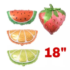4pcs Lime Orange Watermelon Fruit Summer Aloha Party Foil Helium Balloon
