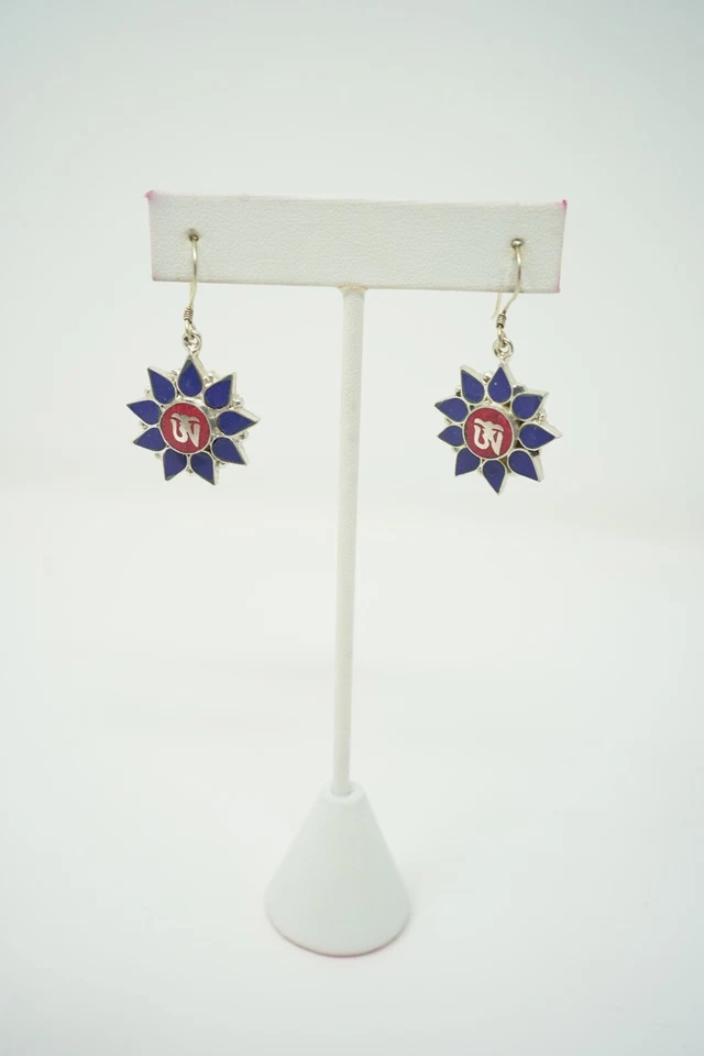 Handmade Tibetan Om Motif Earrings/ Earrings/ Jewelry - Image 2 of 3