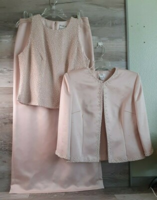 Zola Evening Jacket Blouse & Skirt Pink Beaded Size 12