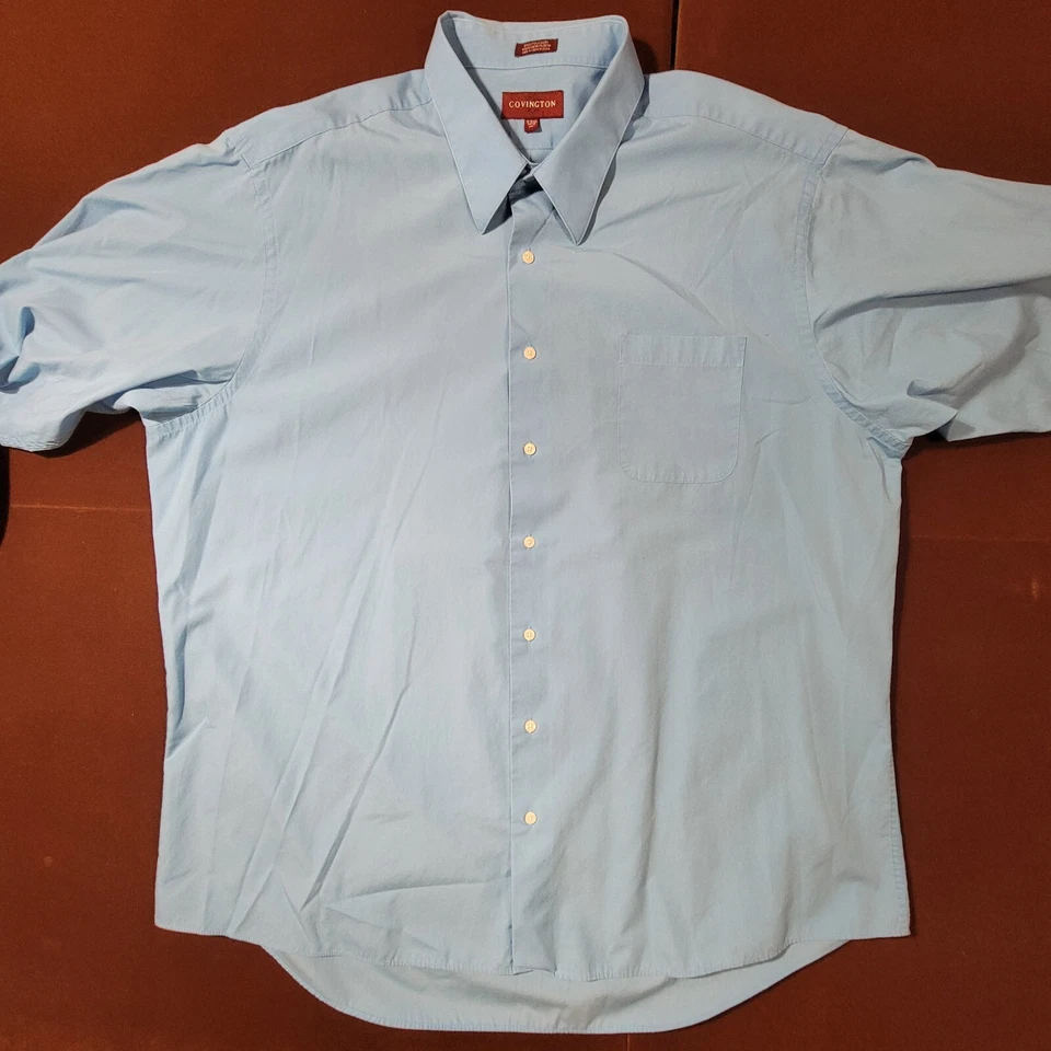 Covington Mens Button Down Dress Shirt 2XL Blue Long Sleeve 18-18.5 - Image 2 of 4