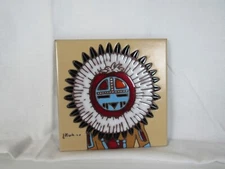 Vtg 1990 Earthtones Art Tile Hopi Kachina 6" Square Decorative Wall Decor USA