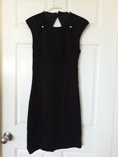 WAYNE COOPER Black LBD Evening Backless Cocktail Fitted Dress Size 2 B44