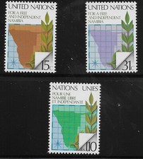 UN Scott #NY 312-13 y Geneva 86, singles 1979 FVF MNH