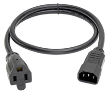 3-FT IEC320 C14 Male To 3-Prong NEMA 5-15 Outlet Female Power Cord Adapter
