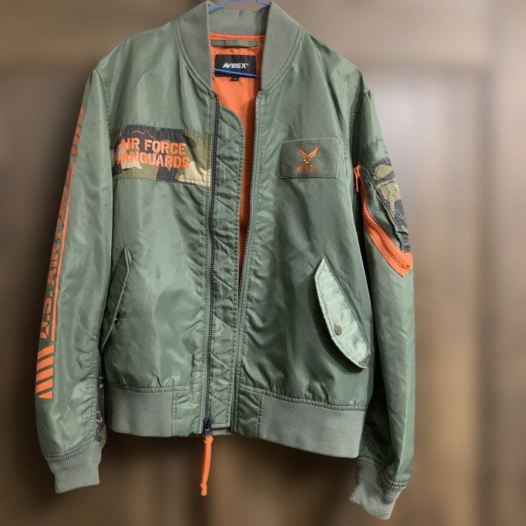 た*す様 AVIREX MA-1 bomber jacket olive L O AVIREX Camouflage embroidery MA-1 Bomber Flight Jacket L Olive