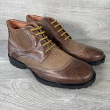 Clarks Boots Mens Brown UK Size 9 Leather Ankle Lace Up Shoes Yellow Lace Up