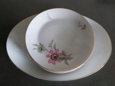 Schönwald 6 Desserteller und Servierplatte mit Goldrand