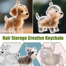 Clear Pet Hair Keychain Cute Dog Fur Keepsake Holder Creative Transparent Pet
