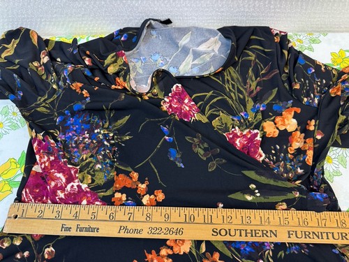 Neu mit Etikett Hailey 23 Stitch Fix schwarz Garten Blumen 3/4 Ärmel Faux Wickelkleid XXL * - Bild 11 von 13