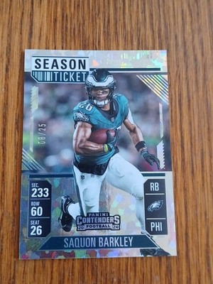 2024 Panini Contenders - Season Ticket Saquon Barkley #80 Cracked Ice Ticket /25