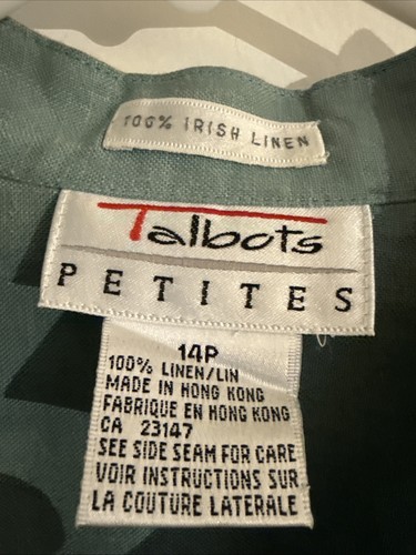 Talbots Light Sage Green Blouse 100% Irish Linen Coastal Quiet Luxury Capsule - Picture 2 of 5