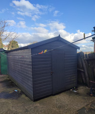 Grey used wooden shed Collection only 8 ft height 8 ft Wide & 16ft Length empty