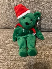 Rare 1998 Salvinos Bamm Beanos Chipper Jones  10 Christmas Green Teddy Bear