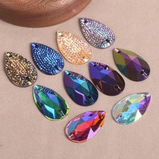 20pcs 17x28mm Resin Teardrop 2 Holes Sew On Rhinestones Flatback Crystal Beads