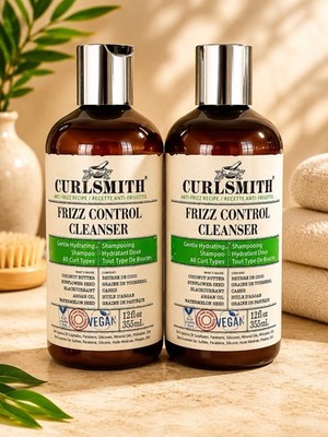Lot of 2 Curlsmith Frizz Control Cleanser Shampoo 12 oz 355ml Anti-Frizz Vegan