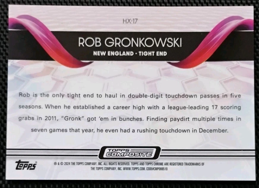 2023 Topps Compuesto Fútbol Rob Gronkowski Helix Estuche Hit SSP #HX-17 Patriots Foto 2 de 4