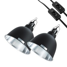 2 Pack Reptile Light Fixture, 8.1in Deep Dome Reptile Heat Lamp Fixture with ...