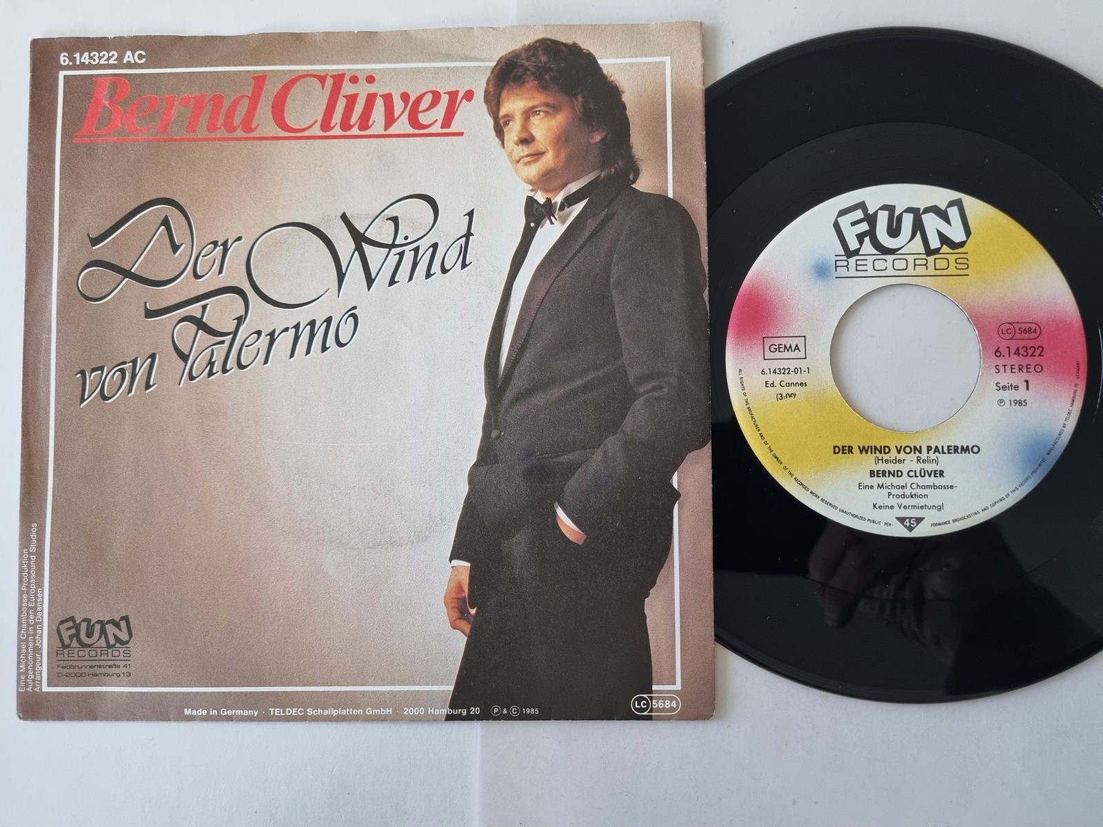 Bernd Clüver - Der Wind Von Palermo 7'' Vinyl Germany