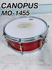 Canopus Snare Drum MO-1455 Keyaki Red Remo N1381