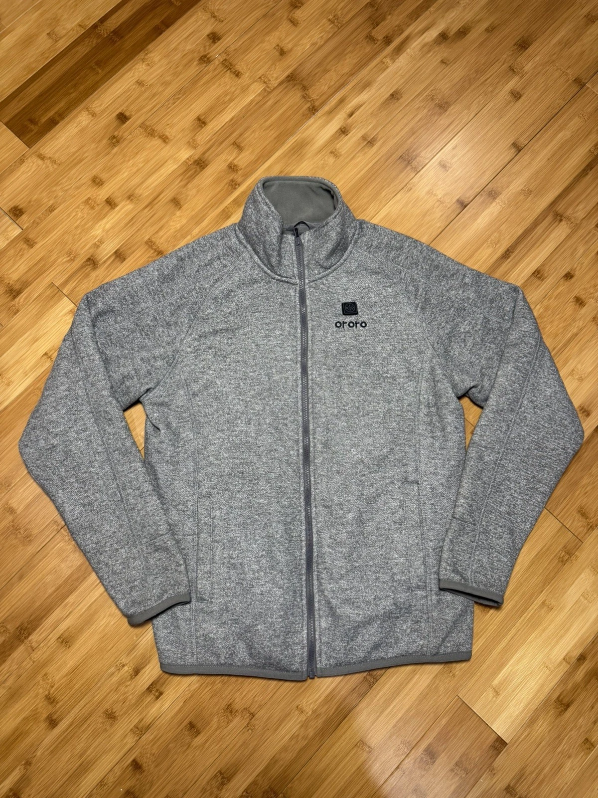 Ororo Heated Fleece Jacket Mens S Heather Gray Full Zip Hiking No Battery