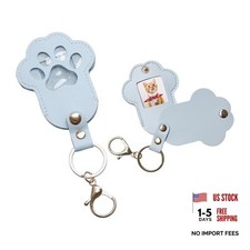 Pet Memorial Keychain Dog Paw Keepsake Photo Holder Blue