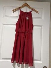 Windsor Holiday Cocktail Short Red Dress Sleeveless Slit Back Junior’s Size L