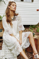 Spell & The Gypsy Sunday Feels Dress Size S White Prairie Whimsical Tunic Rare