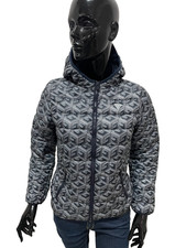 Giacca Guess Donna M Blu Monogram Originale Piumino Leggero Invernale Cappuccio