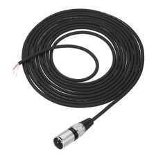 13feet Microphone Open End Cable, 3Pin Male OFC Cable Pigtail Bare Wire, Black
