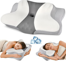Cervical Pillow for Neck Pain Relief - Ergonomic White  Grey 