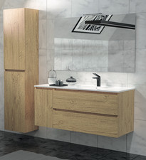 lavabo 120 cm da incasso in ceramica bianco lucido con vasca a destra