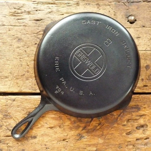 Vintage GRISWOLD Cast Iron SKILLET Frying Pan # 8 LARGE BLOCK LOGO - Ironspoon