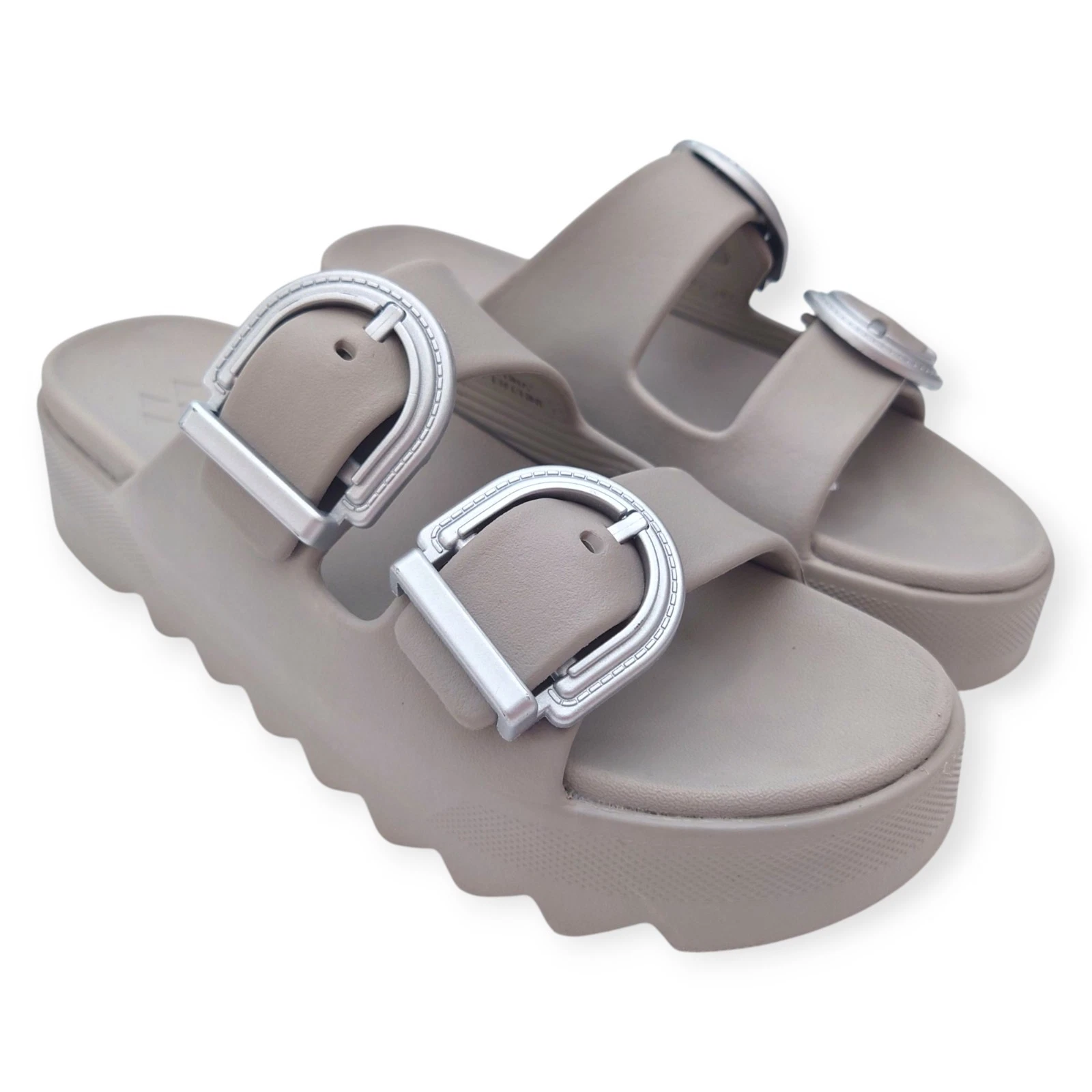 PUMA Sandali Cougar Pepa Piknik impermeabili plateau slide taglia 8 gomma grigio