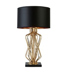 Image of Table Lamp Base With Black Shade Gold Interior