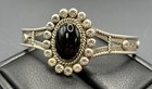 7" Southwestern Sterling Silver Onyx Cuff Bracelet 33 Grams Z4