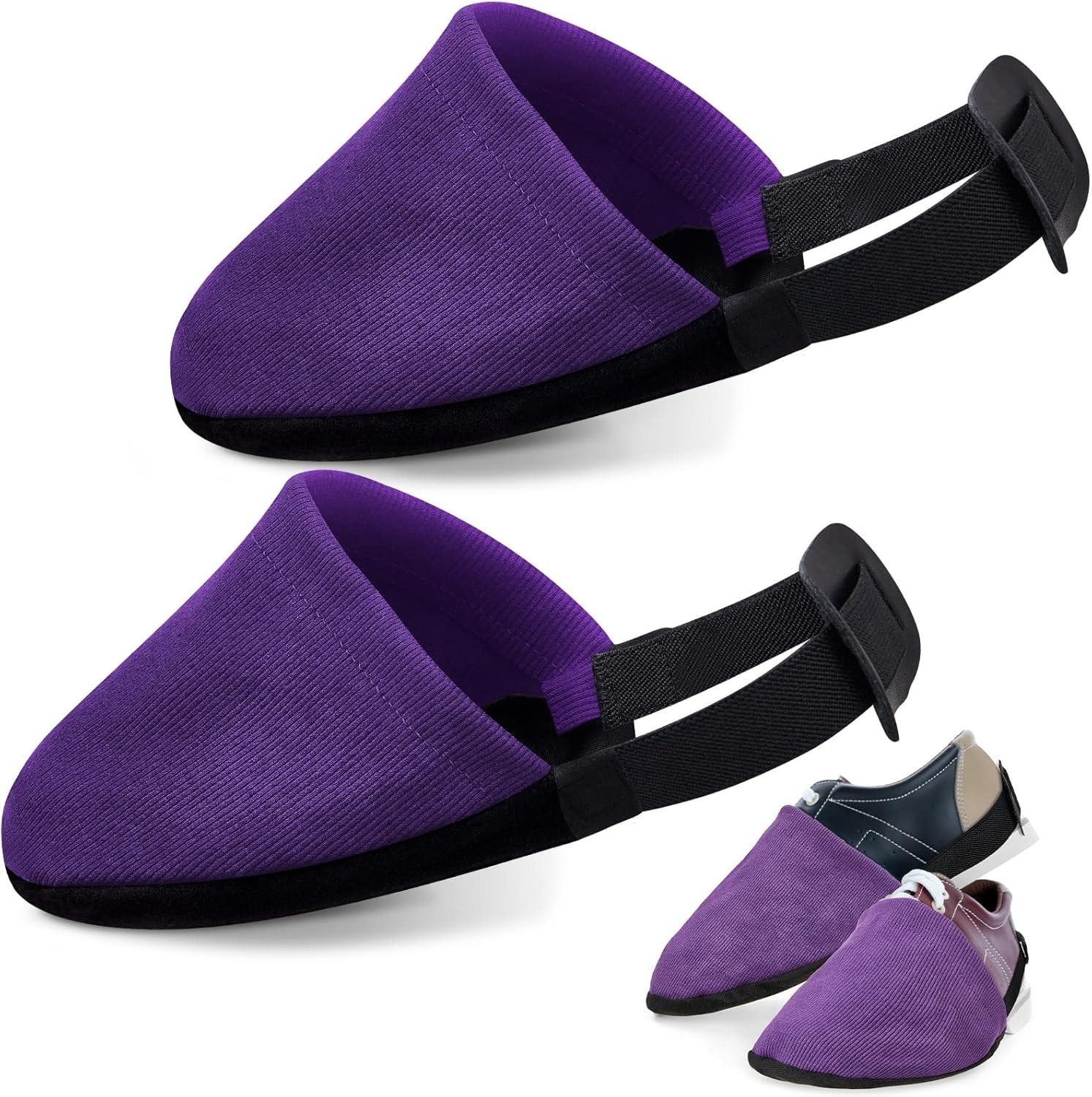 Zhanmai Bowling Shoe Slide, 2 Pack/ 1 Pair Adjustable Sole Large, Purple 