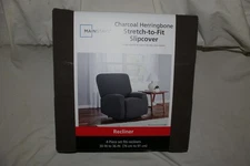Mainstays Stretch to Fit Recliner Slipcover, 4-Piece, Charcoal Grey NEW!