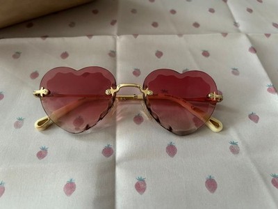 Chloe Gold Heart Shaped Sunglasses Pink Unused w/ Box Made in Italy
