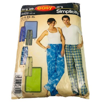 Simplicity Pattern 4429 Sleep Lounge Pant Fleece Blanket Unisex Teen Adult XS-XL