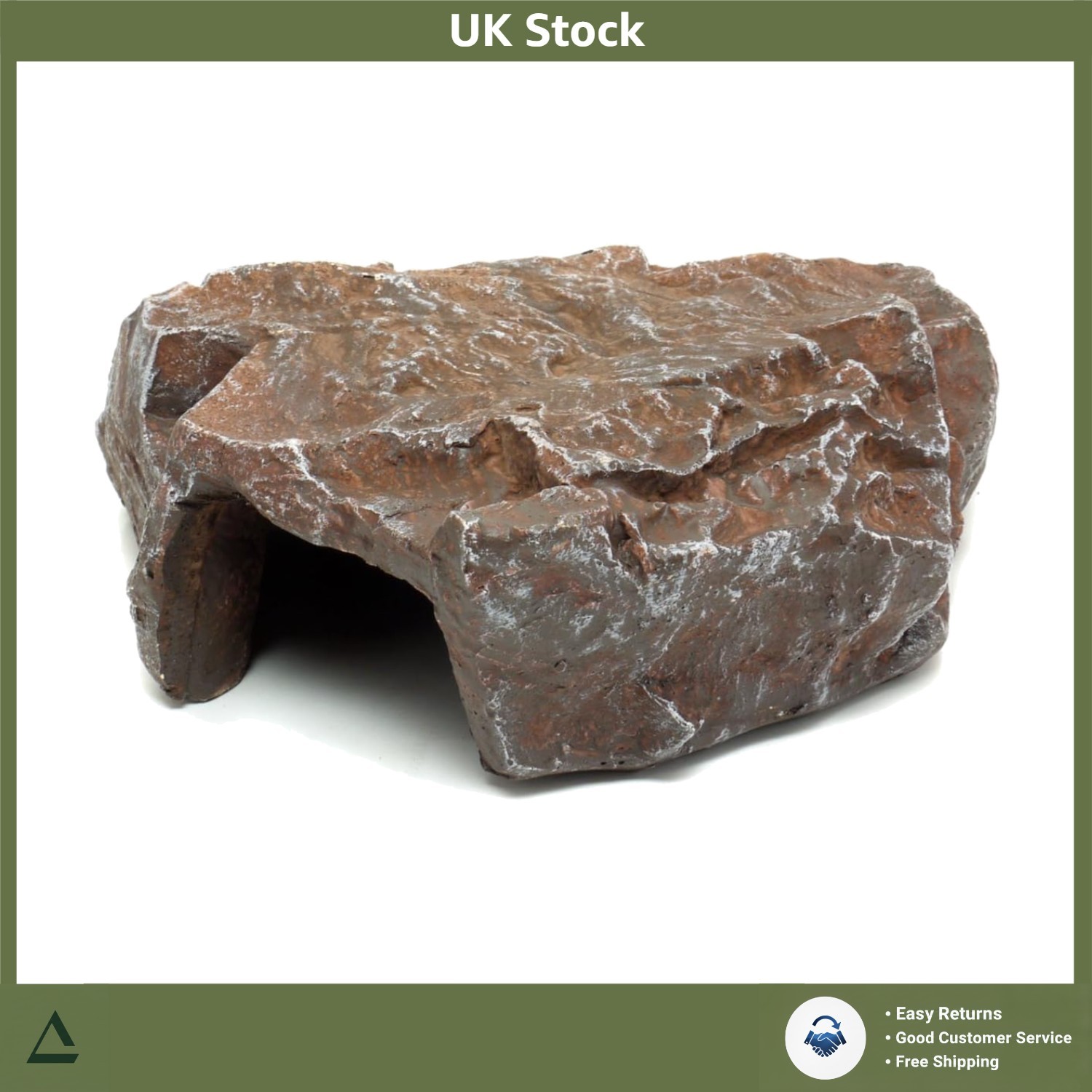Natural Brown Rock Den Large Reptile Hideout Cave Basking Habitat Decor 24cm