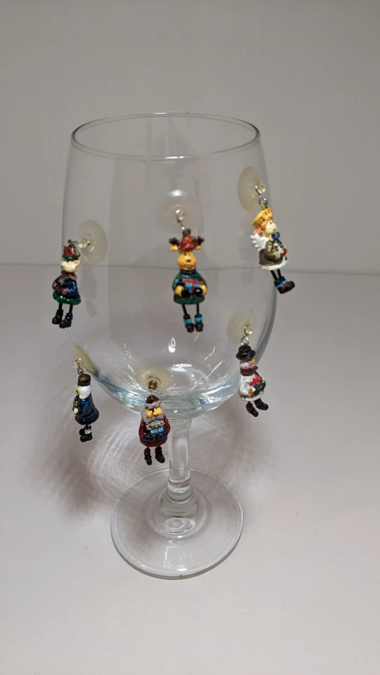 6 dijes de ventosa de copa de vino de Navidad marcadores fiesta navideña Foto 4 de 4