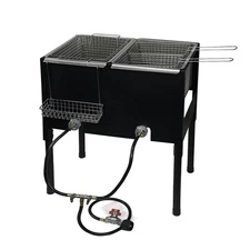 Propane LPG Camping Stove 2 Burner basket Gas Double Deep Fryer Cooker Outdoor