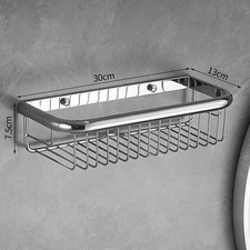 Mount Polished Wall Chrome Storage Wire 300mm Caddy Shower New Bathroom Basket  
